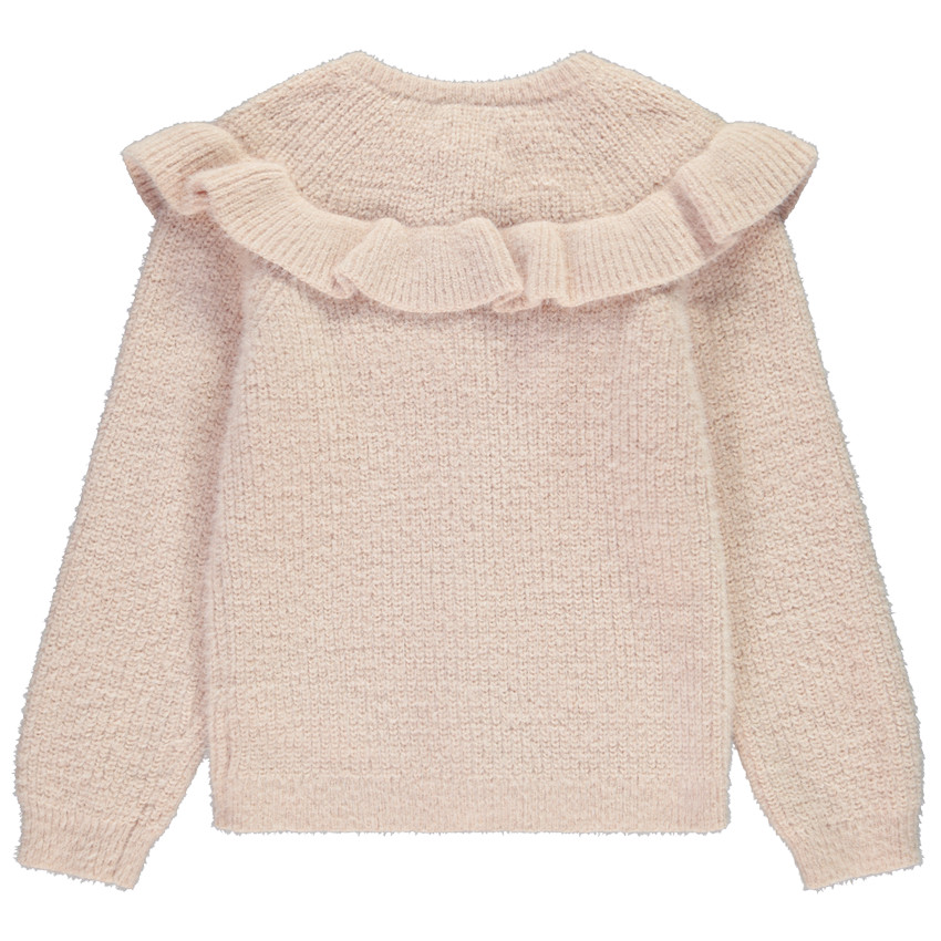 Gilet manches longues en tricot avec volantes pour fille 