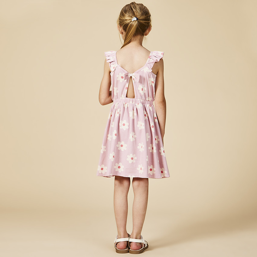 Robe imprimé fleuri avec dos ouvert pour fille 