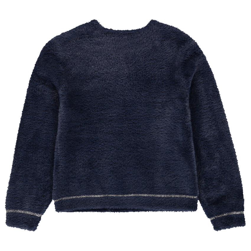 Pull en tricot pelucheux avec sequins pour fille 