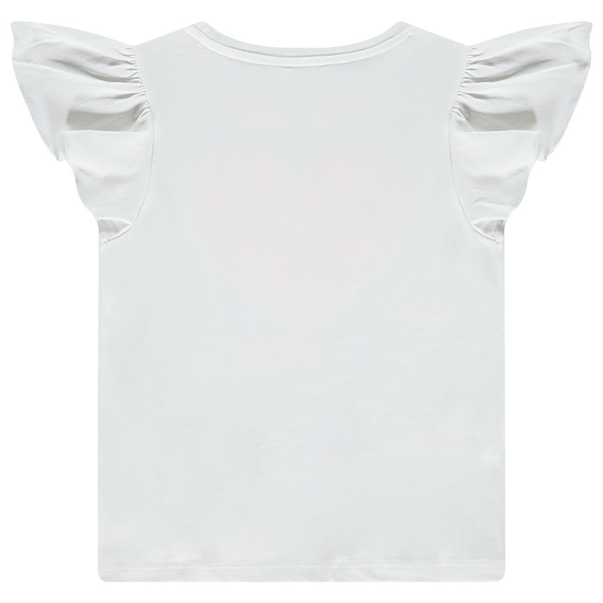 T-shirt manches courtes volantées à broderie pour fille 