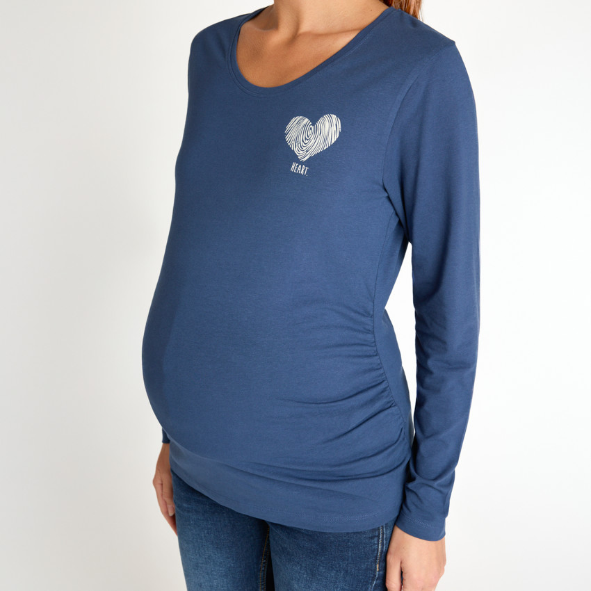 T-shirt manches longues de grossesse print cœur 