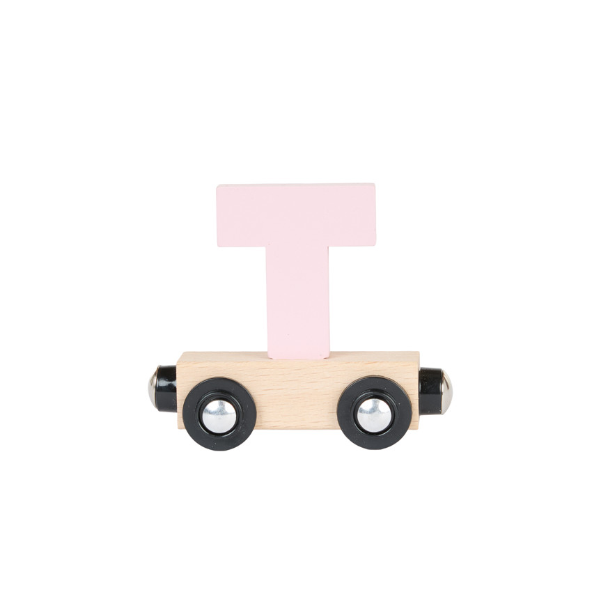 Lettre "T" wagon en bois - bleu 