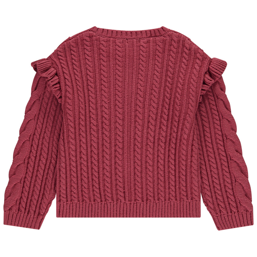 Pull en tricot avec torsades fantaisie et perles cousus pour fille 