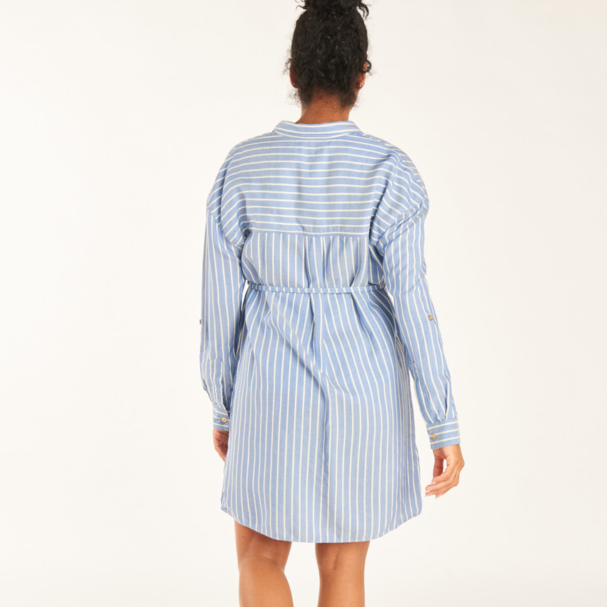 Robe chemise manches longues à nouer pour femme 