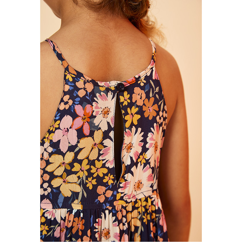 Robe longue en voile imprimé fleuri pour fille 