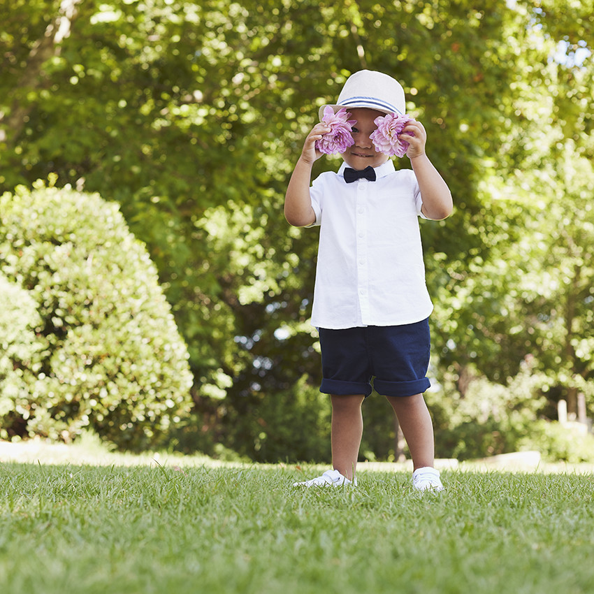 Bermuda coupe chino uni en coton armure pour bebe garcon