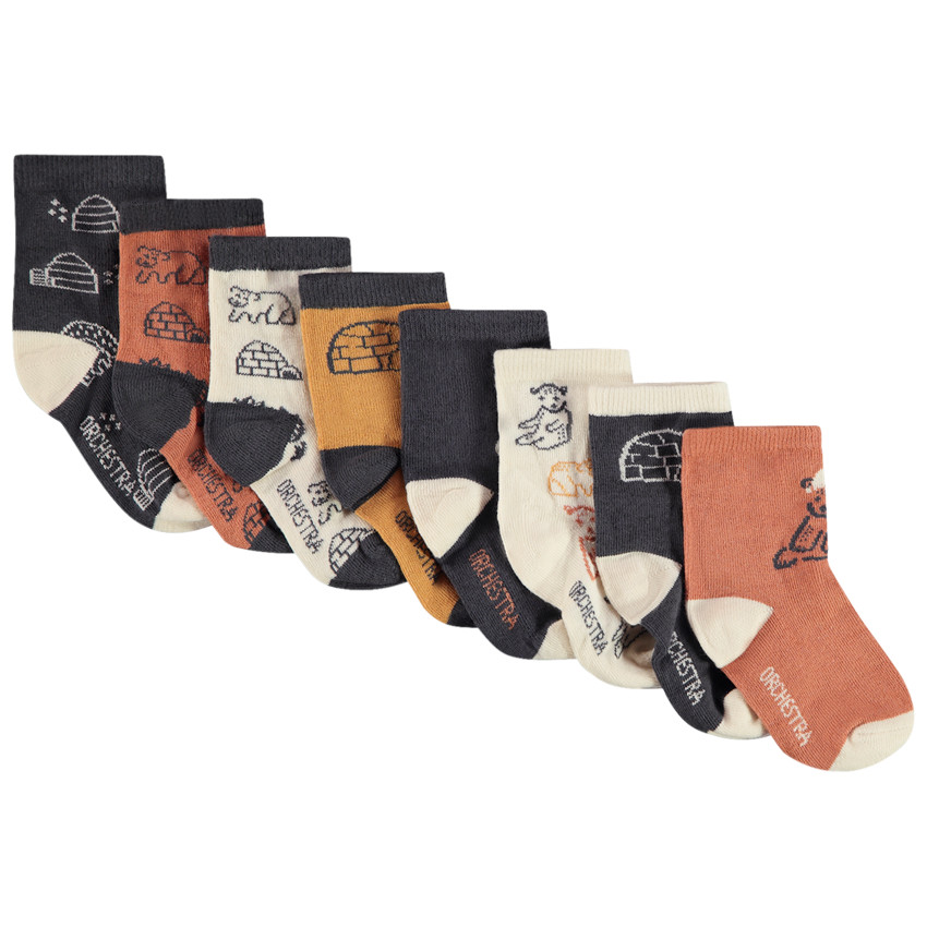 Lot de 8 paires de chaussettes motifs ours pour bébé garçon 