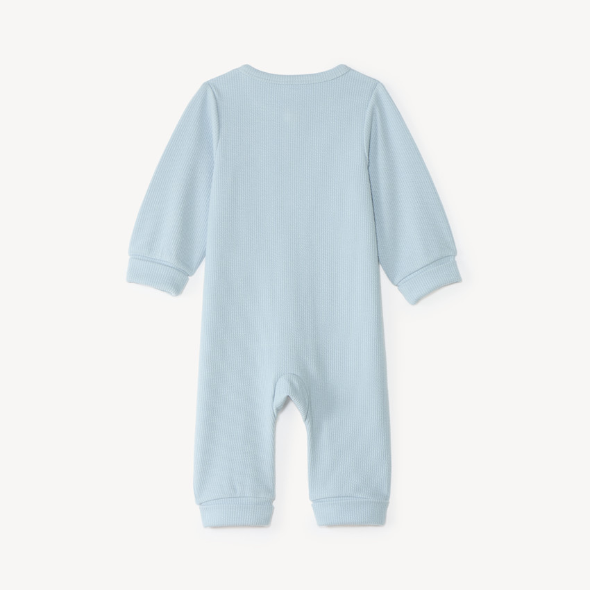 Combinaison longue bébé garçon en maille côtelée broderie robot 