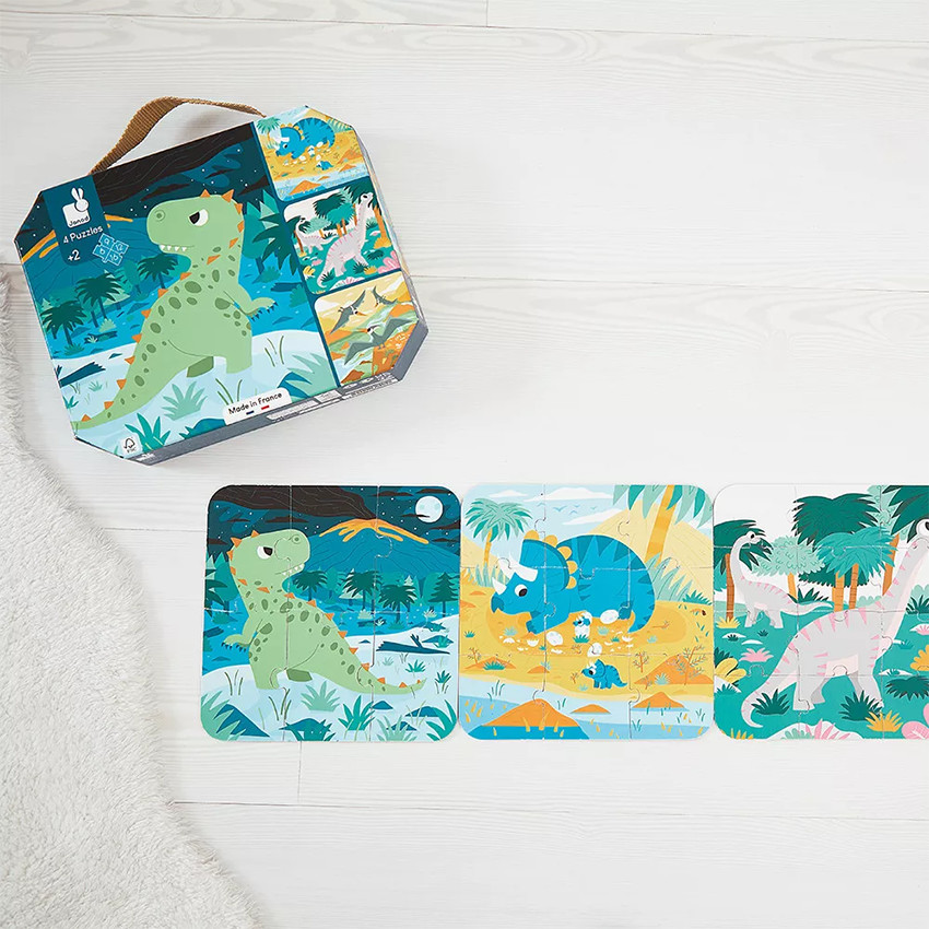 4 puzzles évolutifs dinosaures 