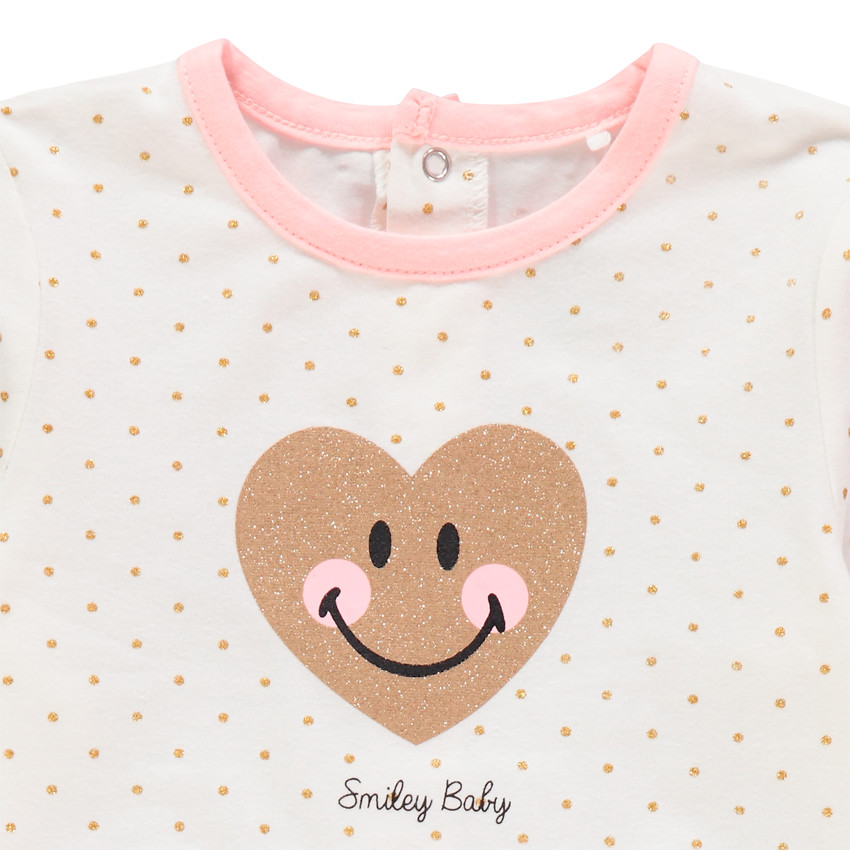 Dors-bien en jersey à pois et coeur pailleté Smiley Baby Main Dors-bien en jersey à pois et coeur pailleté Smiley Baby