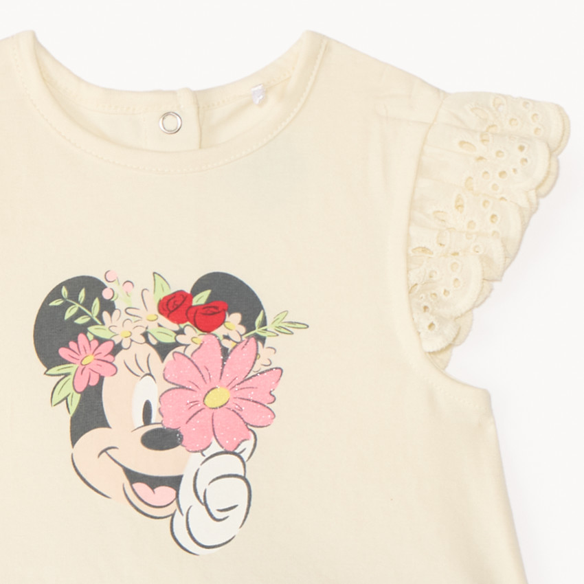Ensemble 3 pièces tunique + caleçon + bandeau Minnie Disney pour bébé fille 