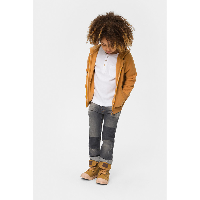 Jeans coupe slim effet used avec usures fantaisie 