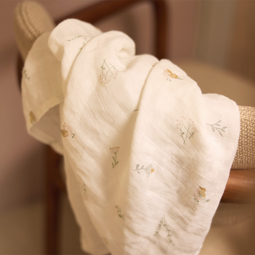 Lot de 3 langes en gaze de coton 70 x 70 cm Lovely Birds 