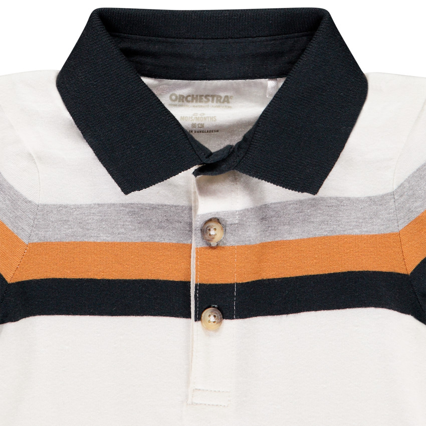 Polo manches longues à rayures contrastées pour bébé garçon 