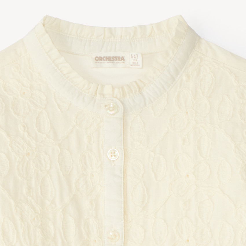 Chemise manches longues fille à broderie fantaisie 