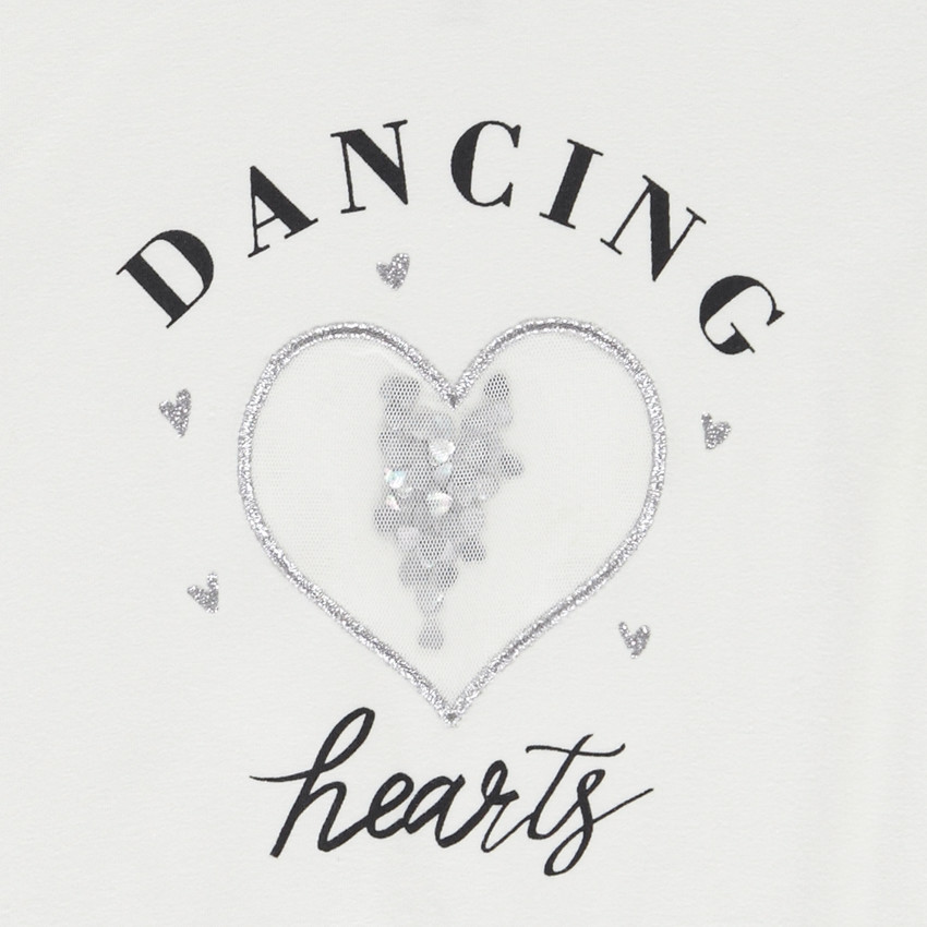 T-shirt manches longues à épaulettes et print pour fille 