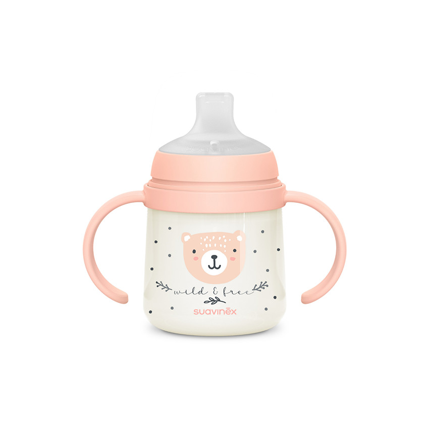 Biberon à anses 150ml Wild&Free jour/nuit rose 
