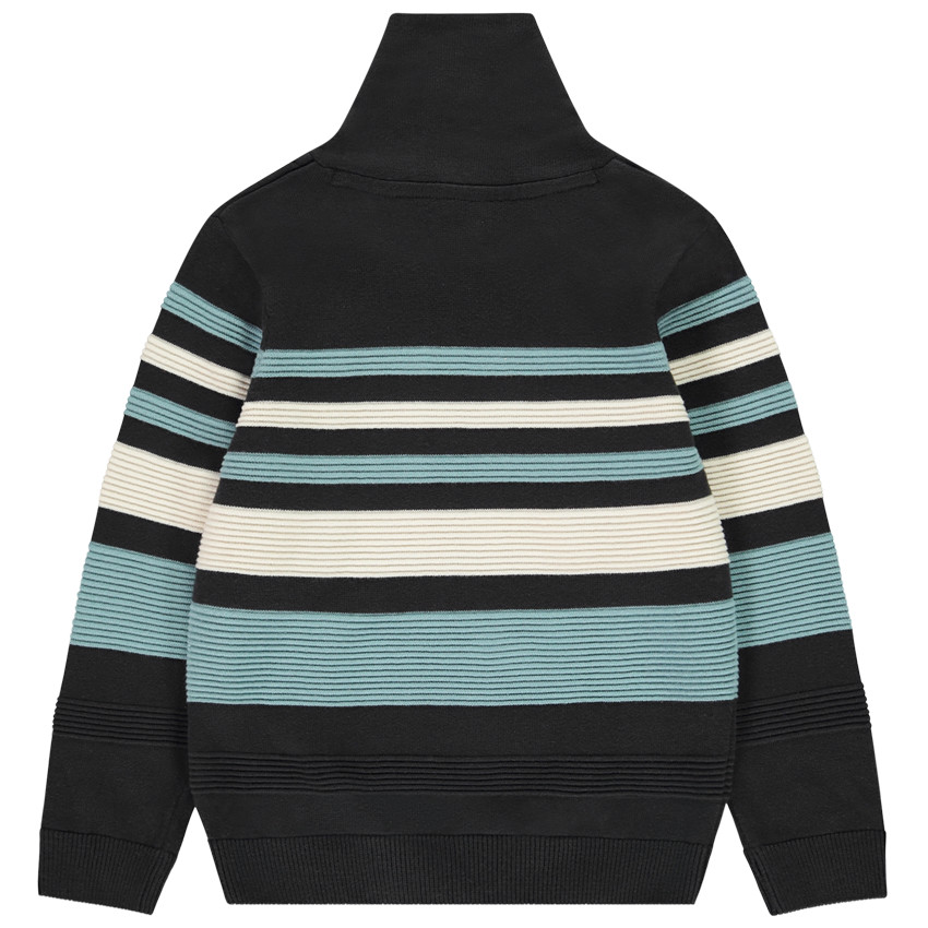 Pull manches longues à rayures placées et col croisé pour garçon  