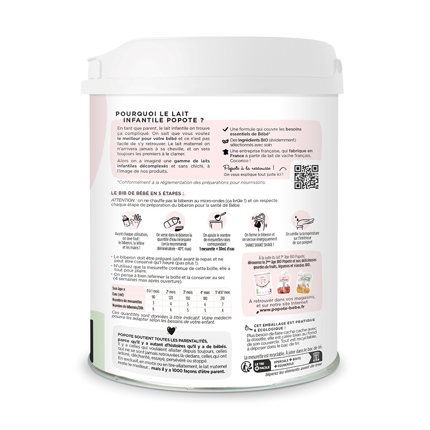 Lait en poudre 1er âge bio 800 g 