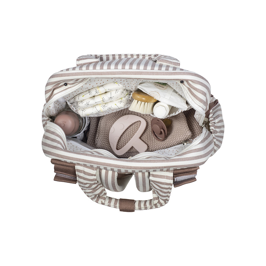 Sac à dos à langer Pralinés à rayures - Moka 