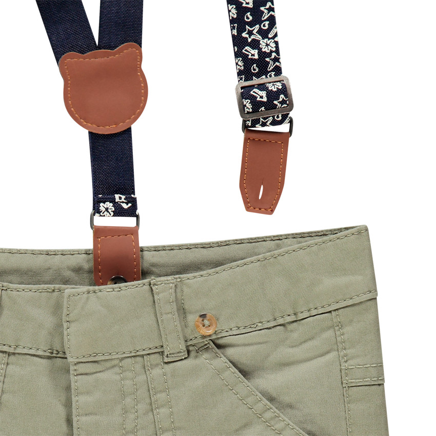 Pantalon doublé jersey en toile à bretelles amovibles 