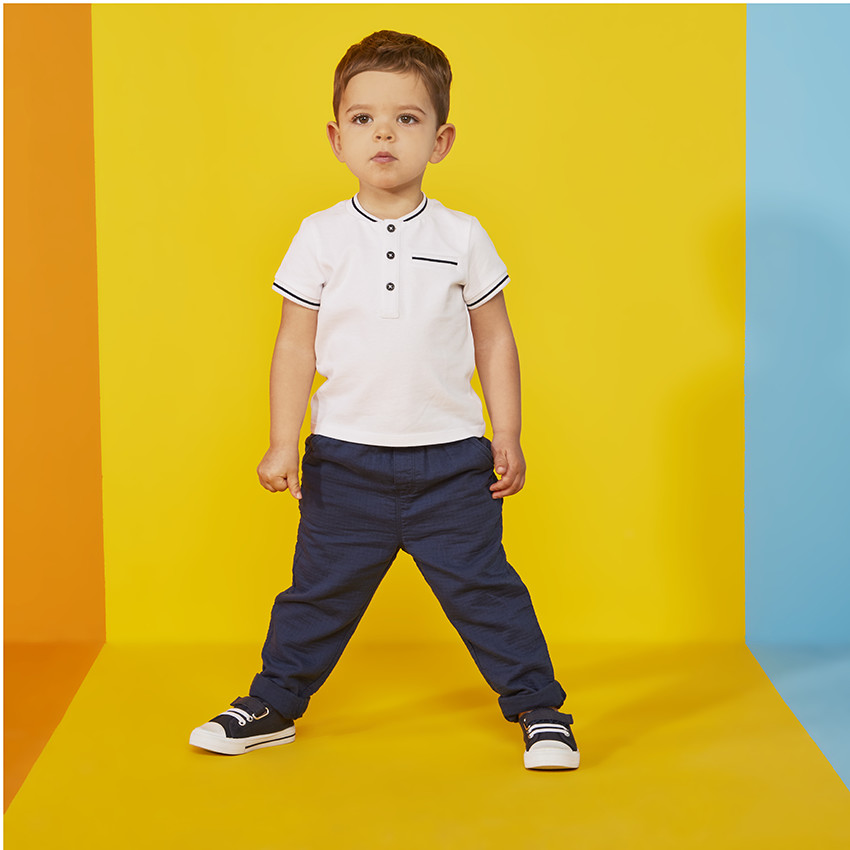 Pantalon uni en toile pour b b gar on