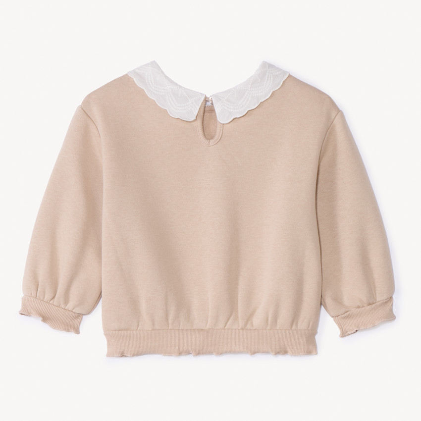 Sweat molleton oversize à col claudine pour bébé fille 