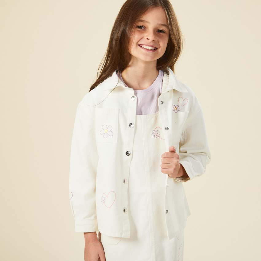Surchemise oversize avec broderies pour fille 