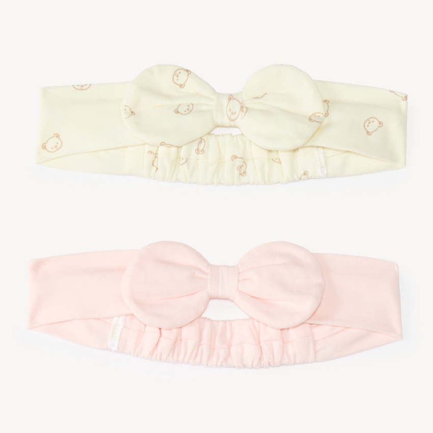 Lot de 2 bandeaux nœud bébé fille motif ourson 