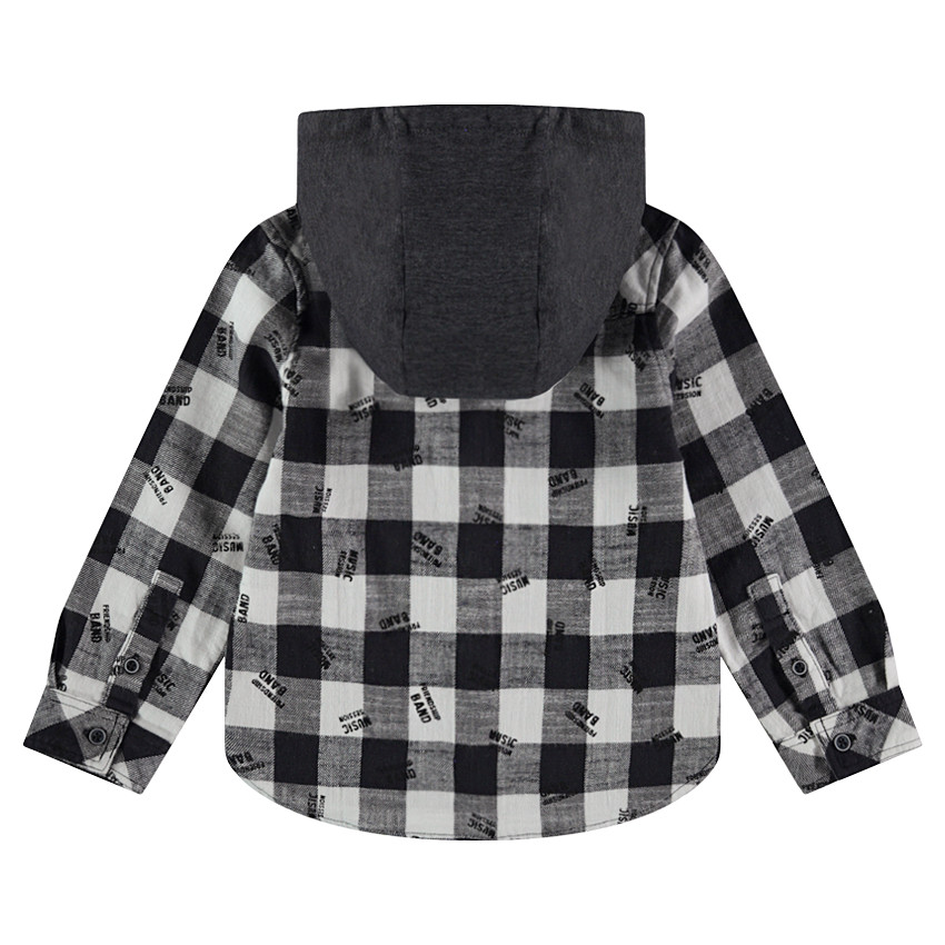 Chemise manches longues à carreaux et capuche contrastée 