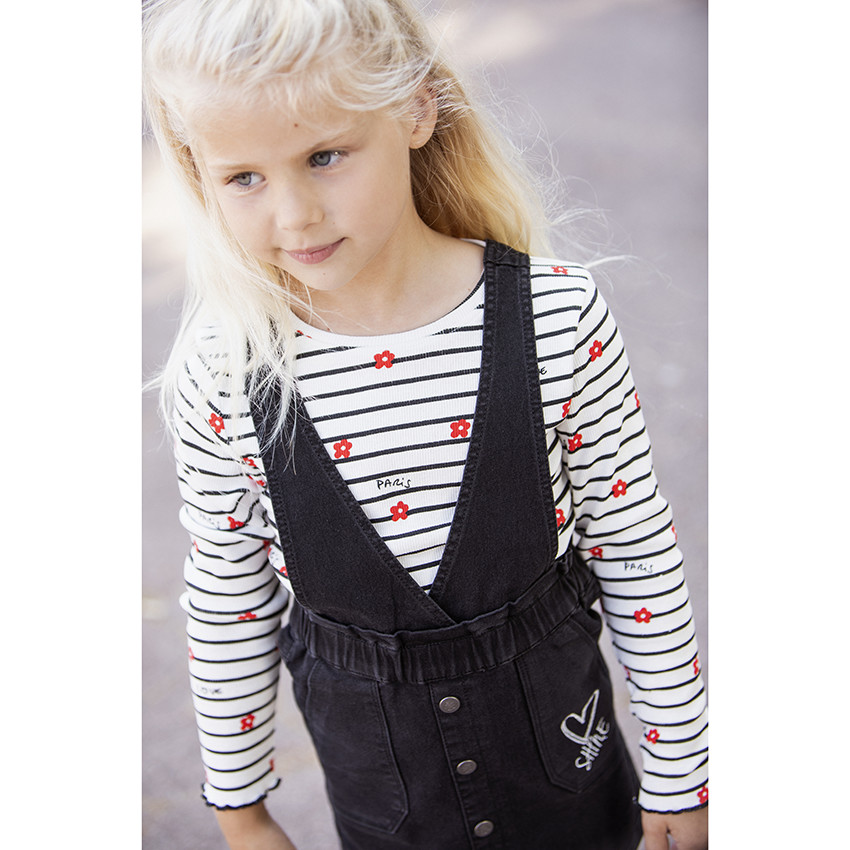 T-shirt manches longues rayé imprimé pour enfant fille 