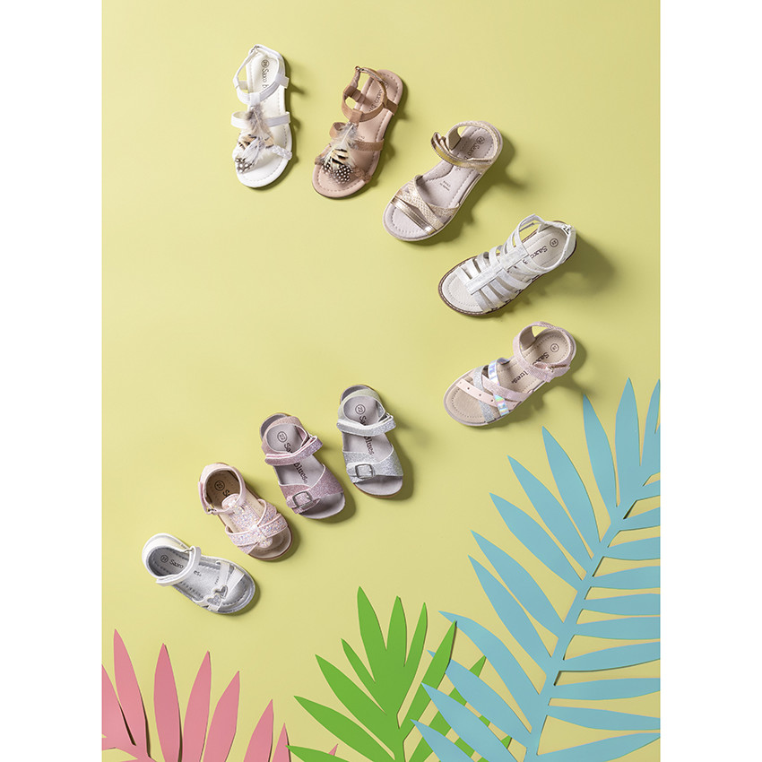 Sandales pailletées à scratchs pour bébé fille 