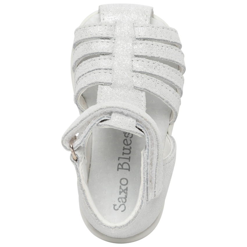 Nu-pieds velcro effet argent - Blanc  