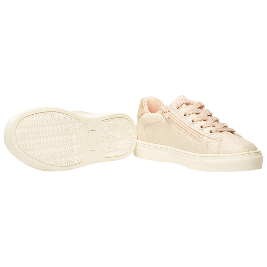 Baskets basses roses à lacets et fermeture éclair pour fille 