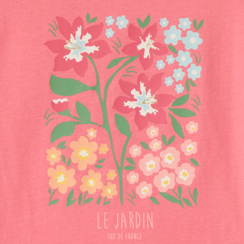 T-shirt manches courtes coupe oversize print fleuris pour fille 
