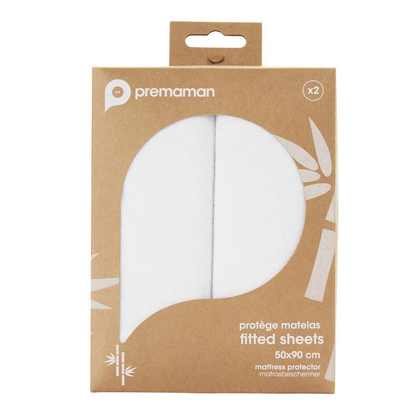 Lot de 2 alèses en viscose pour cododo 50 x 90 cm - Blanc (Prémaman) - Image 2