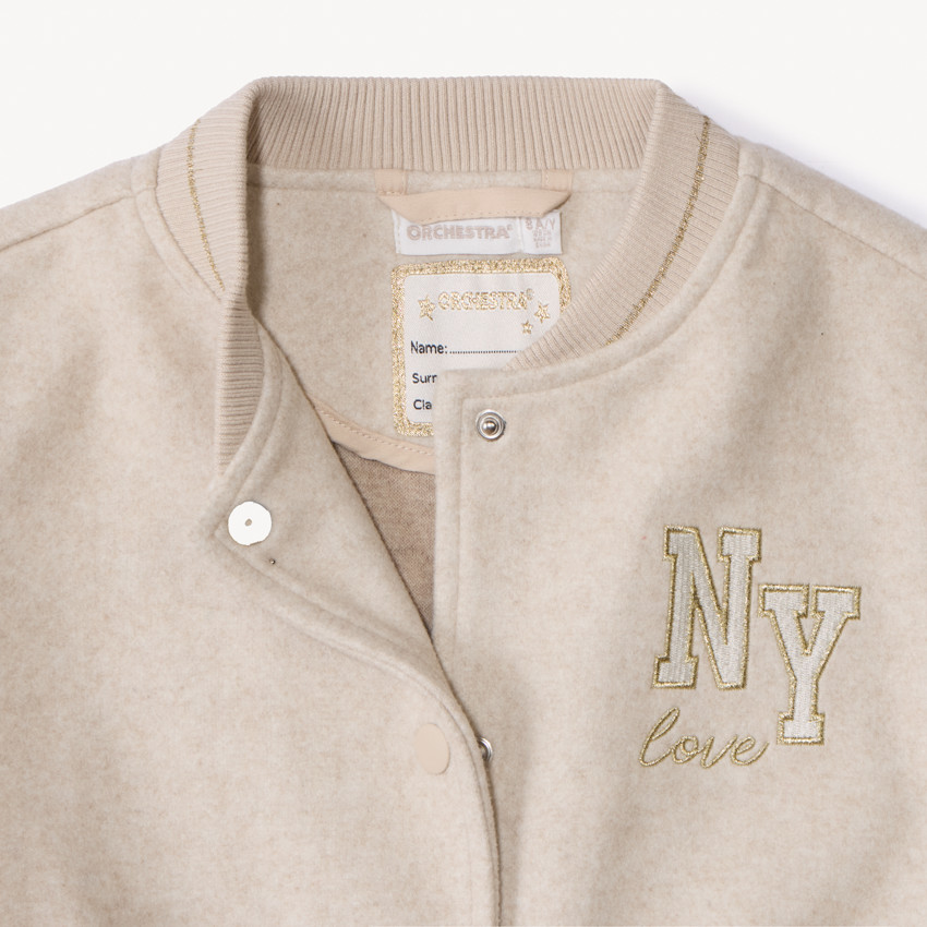 Veste manches longues à col teddy en feutrine pour fille 