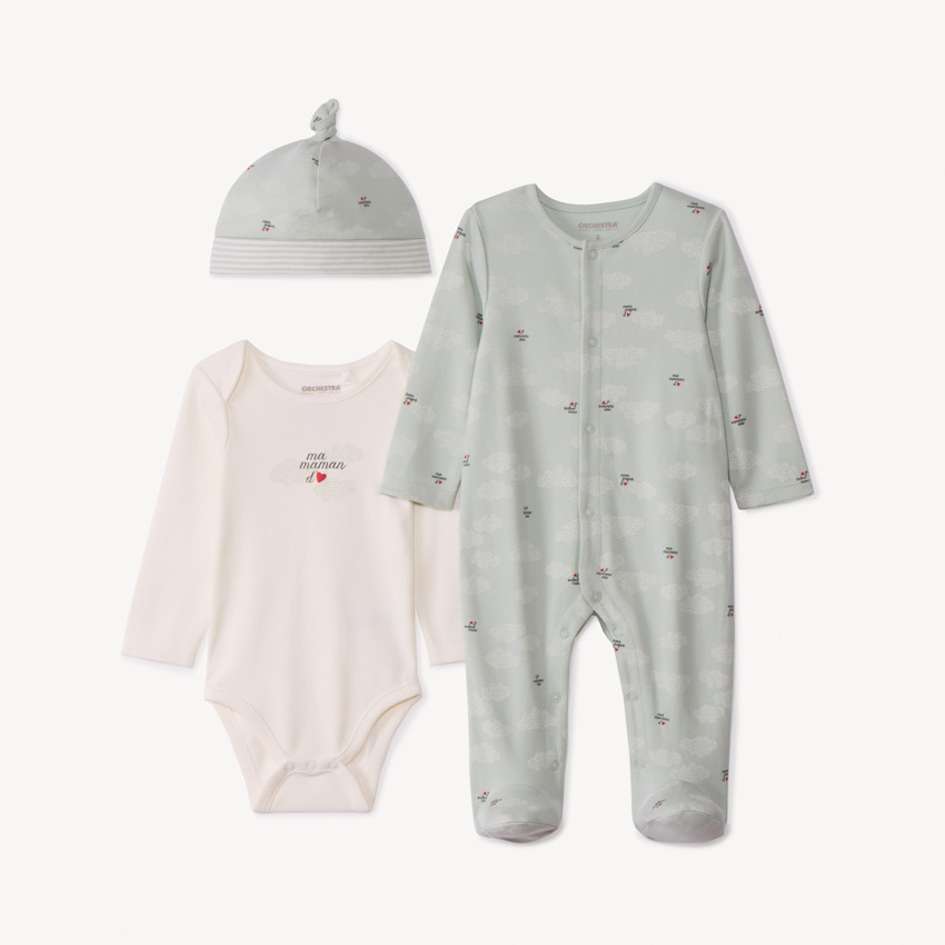 Set naissance 3 pièces &#34;Ma maman d&#39;amour&#34; pour bébé