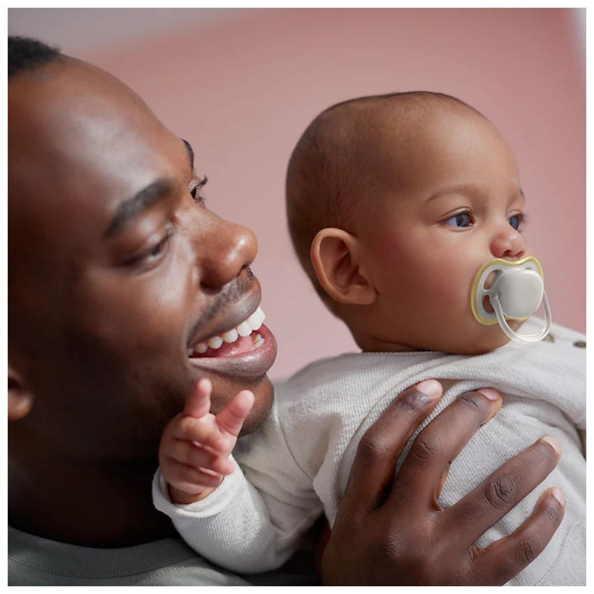 Sucette silicone Ultra Air 0-6m Combi Nuit/Jour 2pcs 