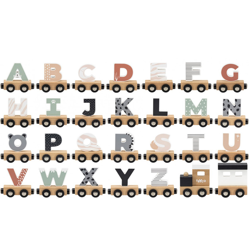 Lettre "P" en bois pour train coloré 