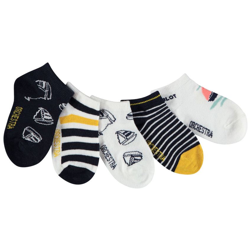 Lot de 5 paires de chaussettes courtes esprit marin pour b b gar on