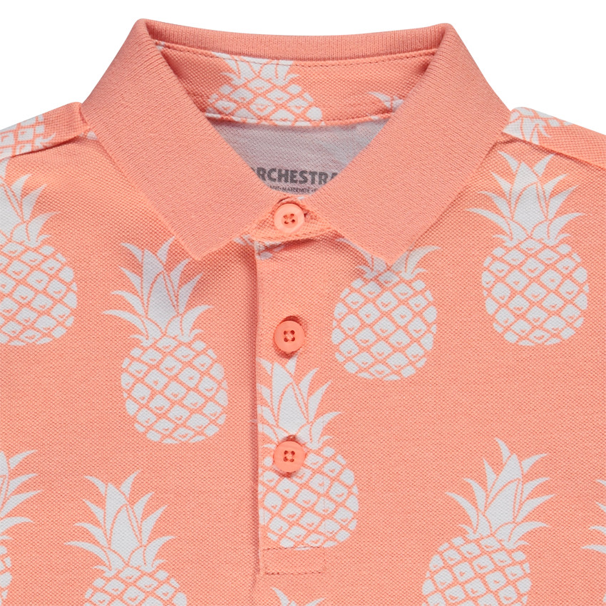 Polo manches courtes en coton piqué imprimé fantaisie pour garçon 