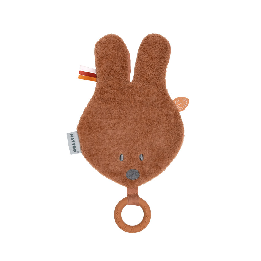 Doudou lapin Bonnie + anneau de dentition en silicone 30 cm - Rouille 