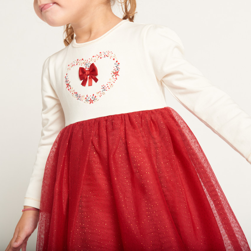 Robe de fête manches longues effet 2 en 1 pour bébé fille 