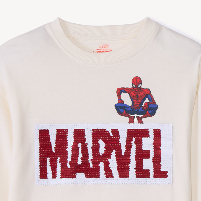 T-shirt manches longues Spider-Man Marvel à sequins magiques pour garçon 