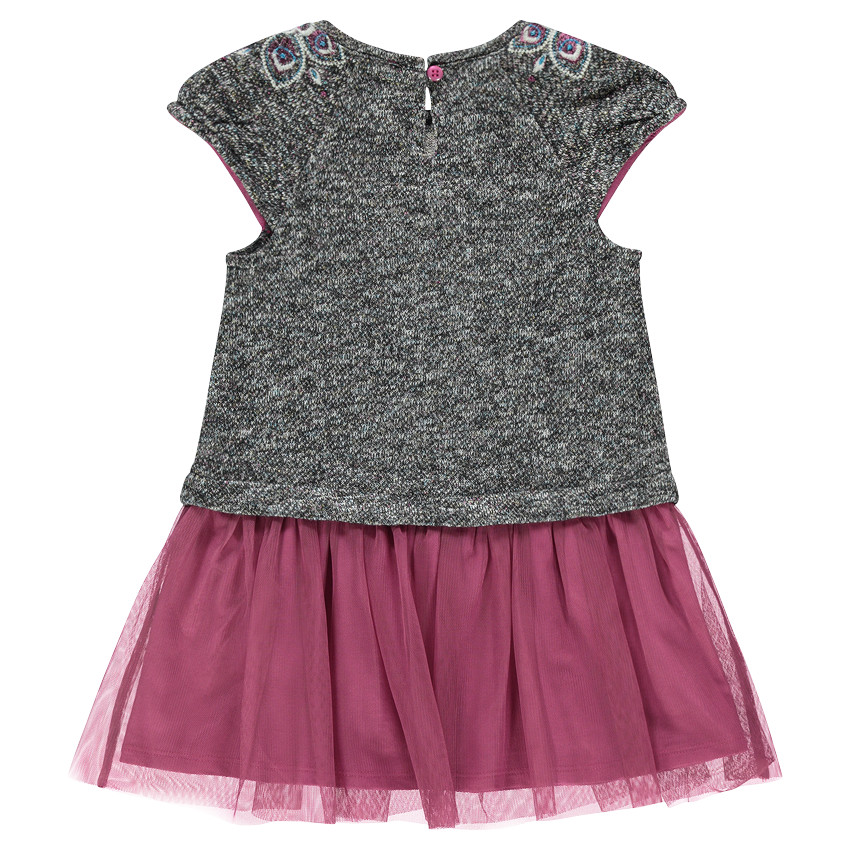 Robe en molleton et tulle effet 2 en 1 avec broderies  