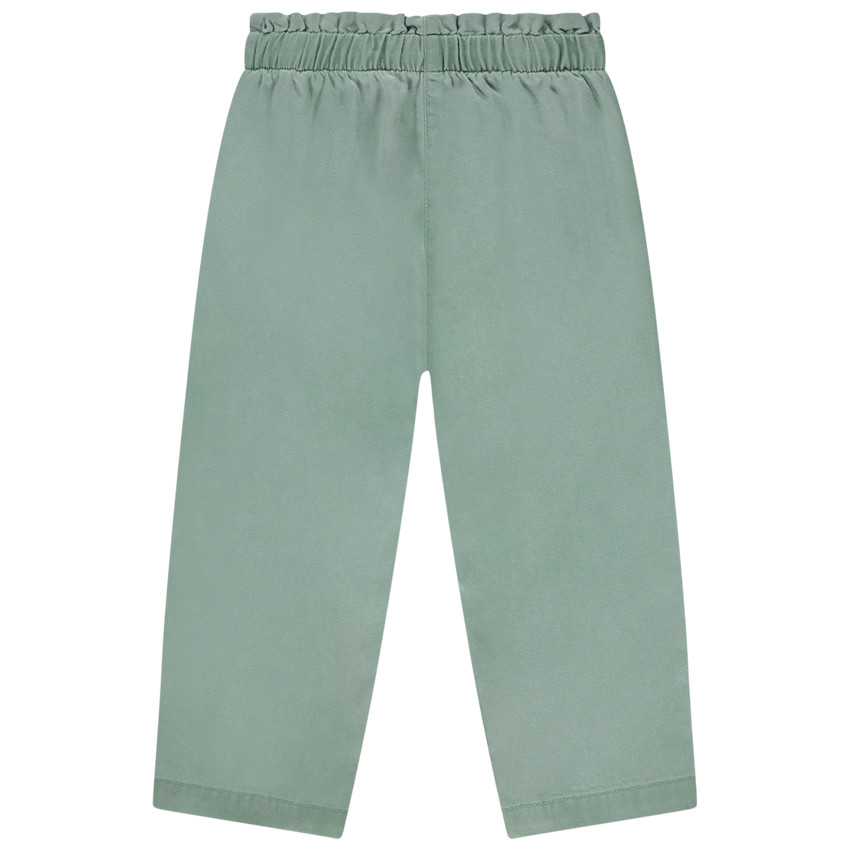 Pantalon en toile avec boutons fleurs pour bébé fille 