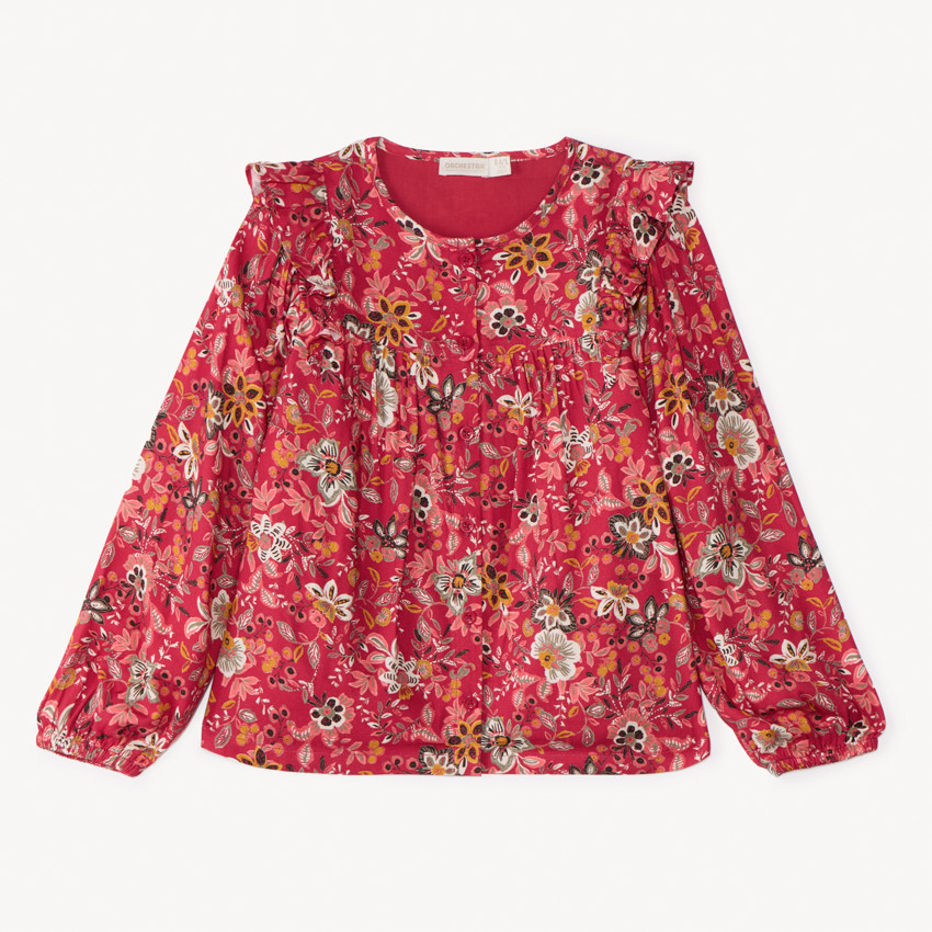 Blouse manches longues imprimé fleuri pour fille