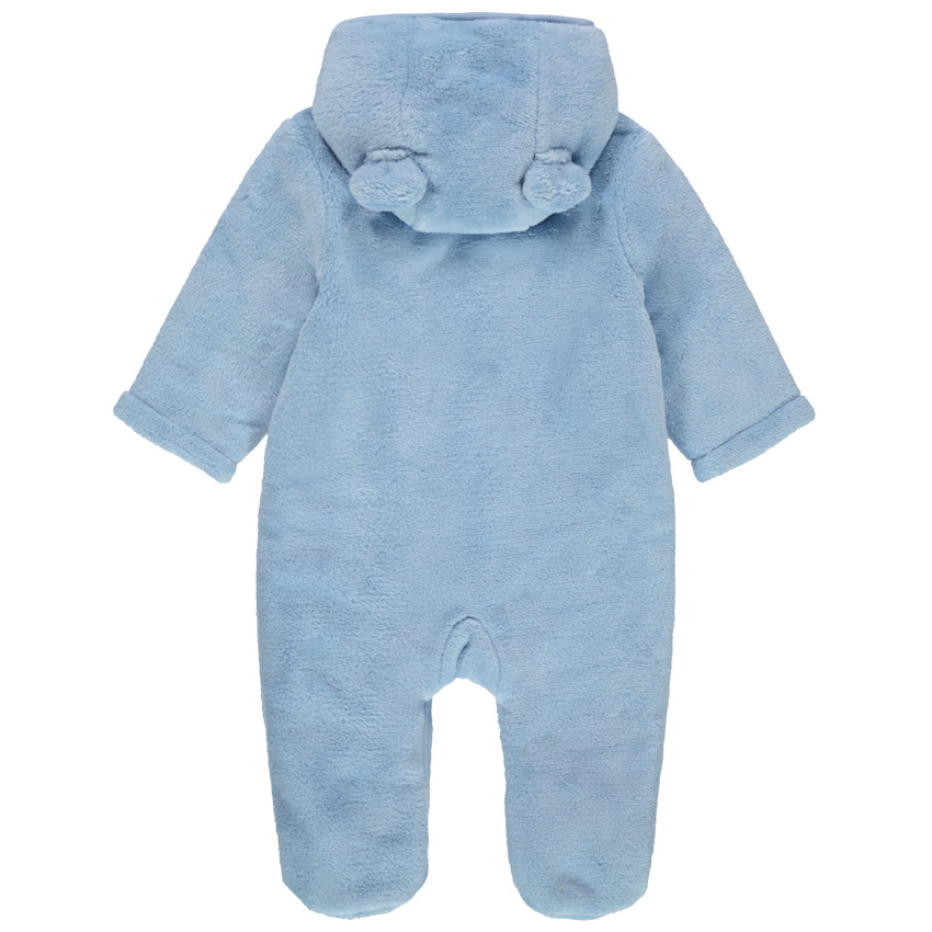 Combi-pilote en sherpa bleue avec capuche à oreilles doublée jersey  