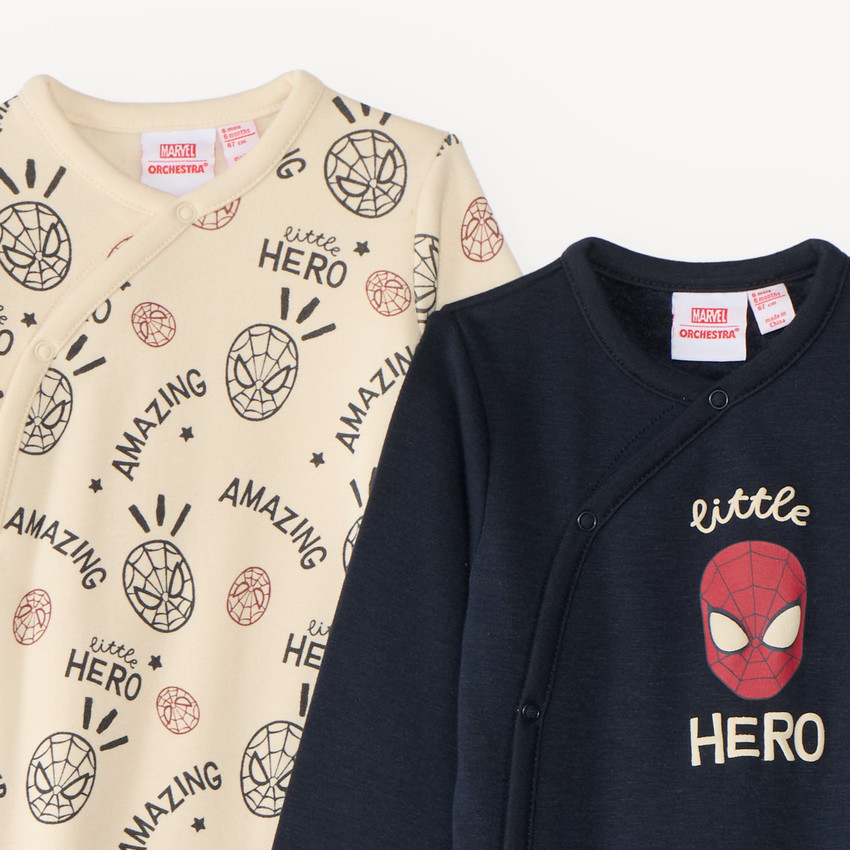 Lot 2 dors-bien bébé garçon en sherpa motif Spider-Man Marvel (Finitions différentes selon l'âge) 